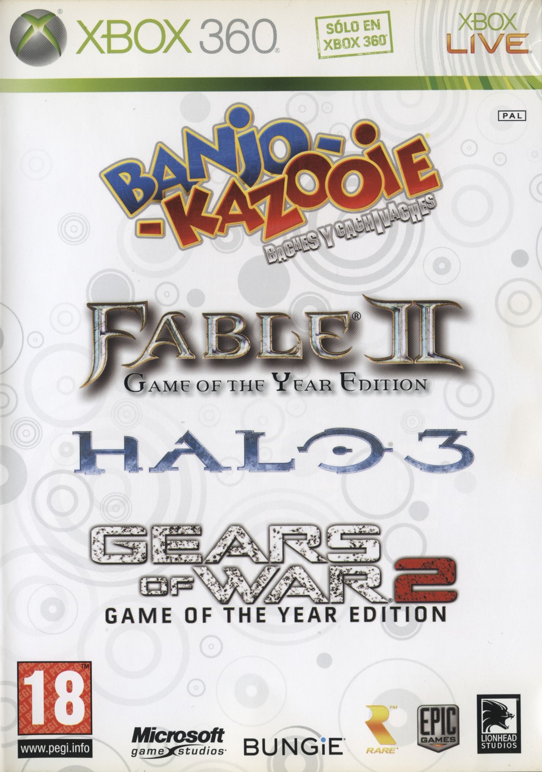 Banjo-Kazooie Baches y Cachivaches Fable II Game of the Year Edition Halo 3 Gears of War 2 Game of the Year Edition
