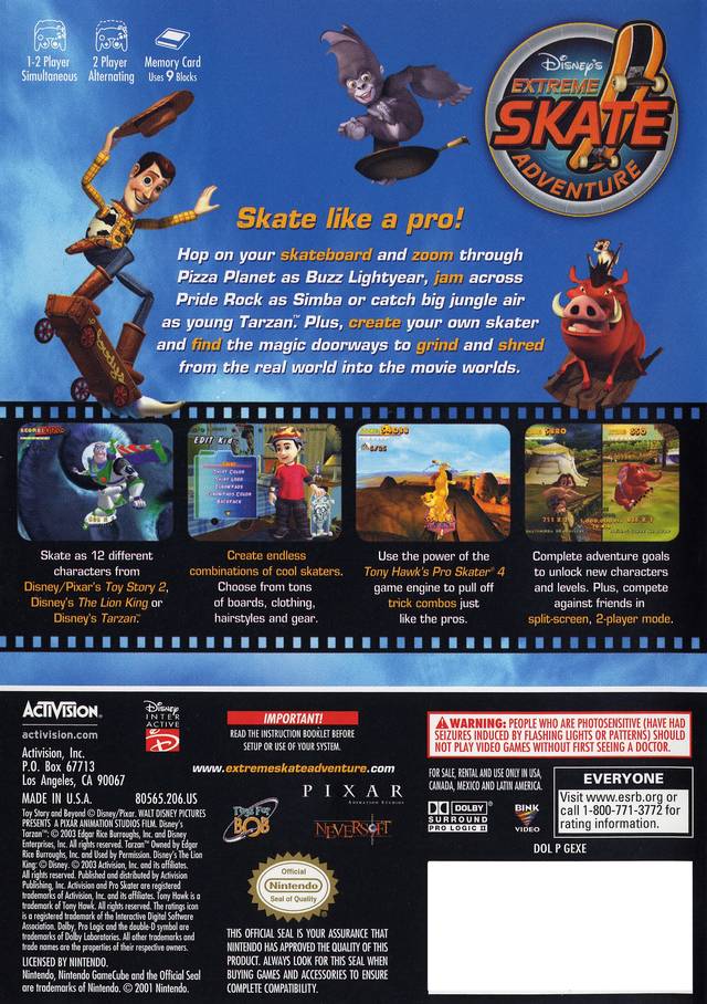 Disney's Extreme Skate Adventure Sony Playstation 2 Game