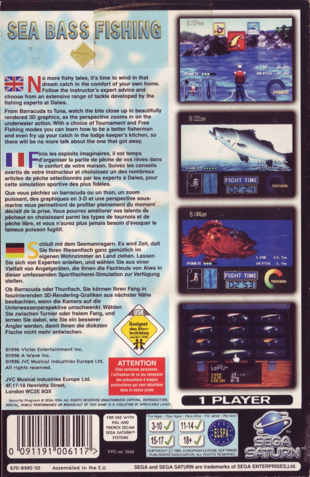 Sega Saturn Game - Sea Bass Fishing (Boxed) (Pal) 11759102