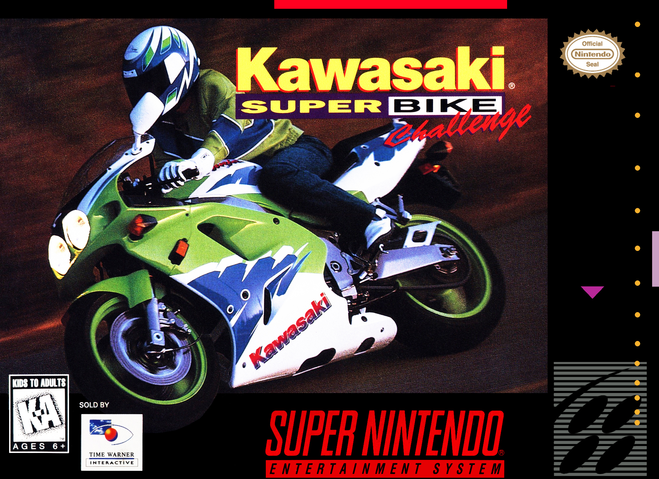 KAWASAKI SUPER NINTENDO CORRIDA DE MOTO JOGO SNES